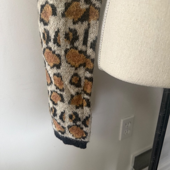 SAINT LAURENT PARIS Rare Leopard Cropped Tie Reversible Wool Mohair Sweater L - Picture 7 of 8